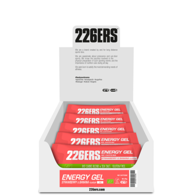 BOX ENERGY GEL BIO 226ers - ekologiczny żel energetyczny o smaku truskawek i bananów, 25g.(mała saszetka) (40 sztuk)